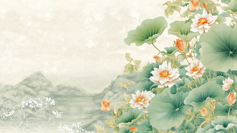 月色荷花背景墙