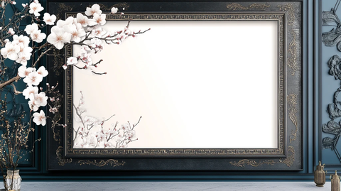 中式撞色留影背景