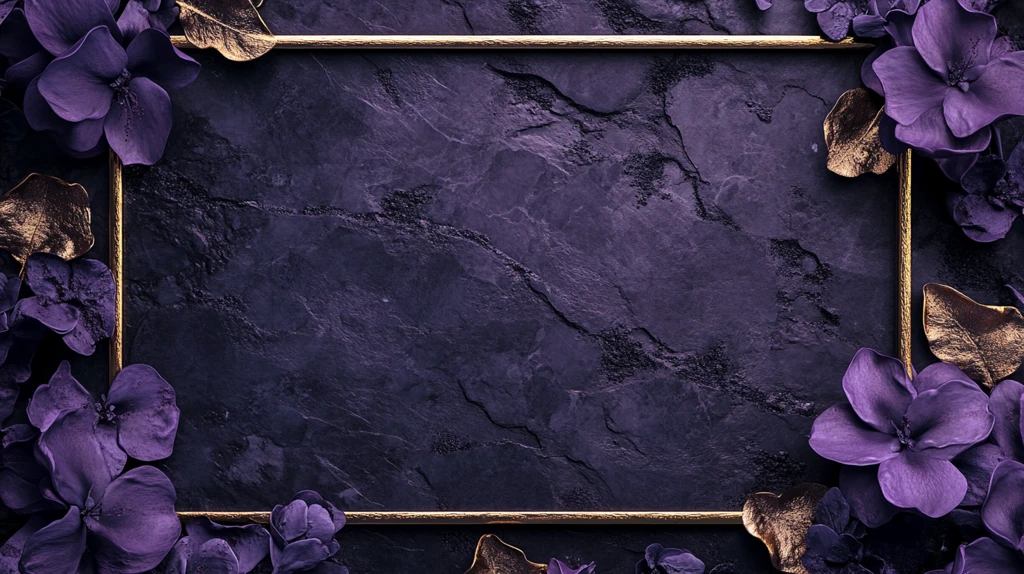 紫色花纸金黄色花朵