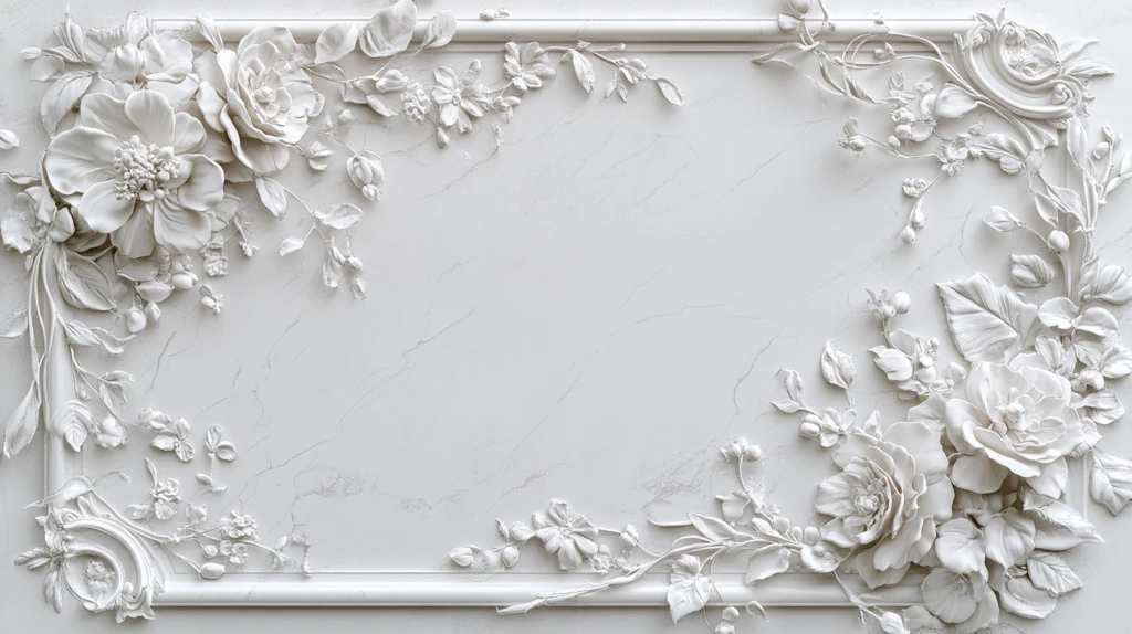 白色花纹浮雕画框