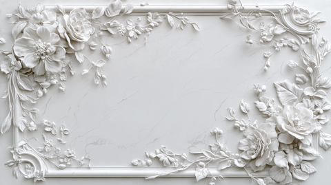 白色花纹浮雕画框
