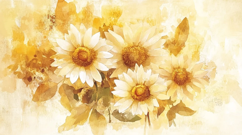 水彩水墨向日葵花卉