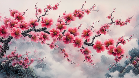 梅花大型高清壁画