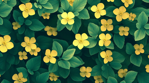 黄色小花绿背景