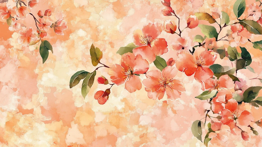 森系粉橙色花朵背景