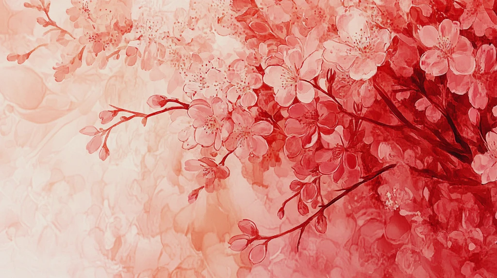 手绘红色花卉梦幻背景