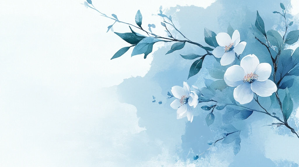 蓝调花鸟树枝背景