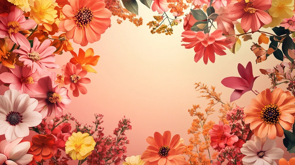 森系粉橙色花朵背景