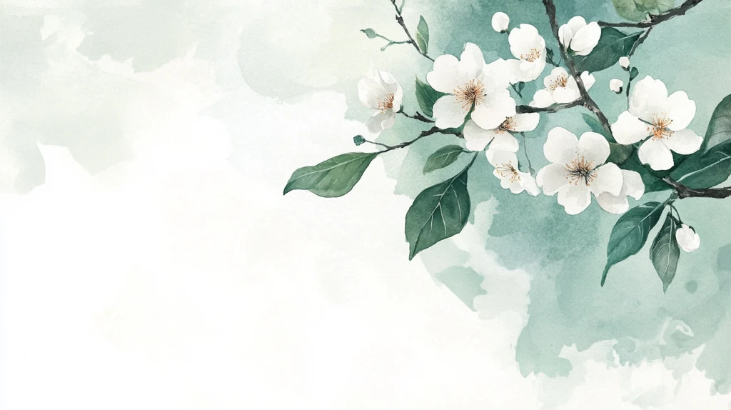水墨手绘花绿色调背景