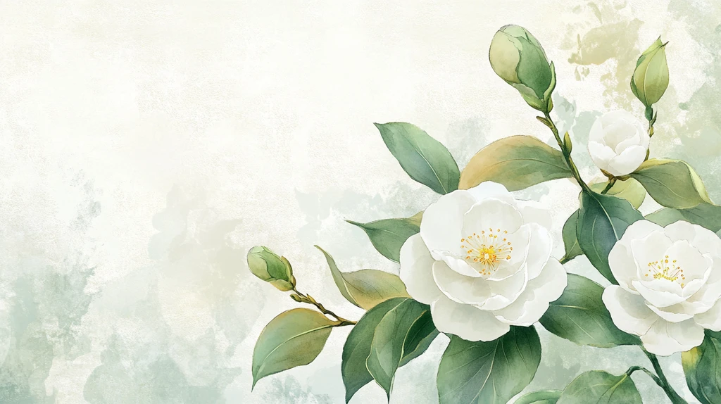 手绘山茶花装饰画