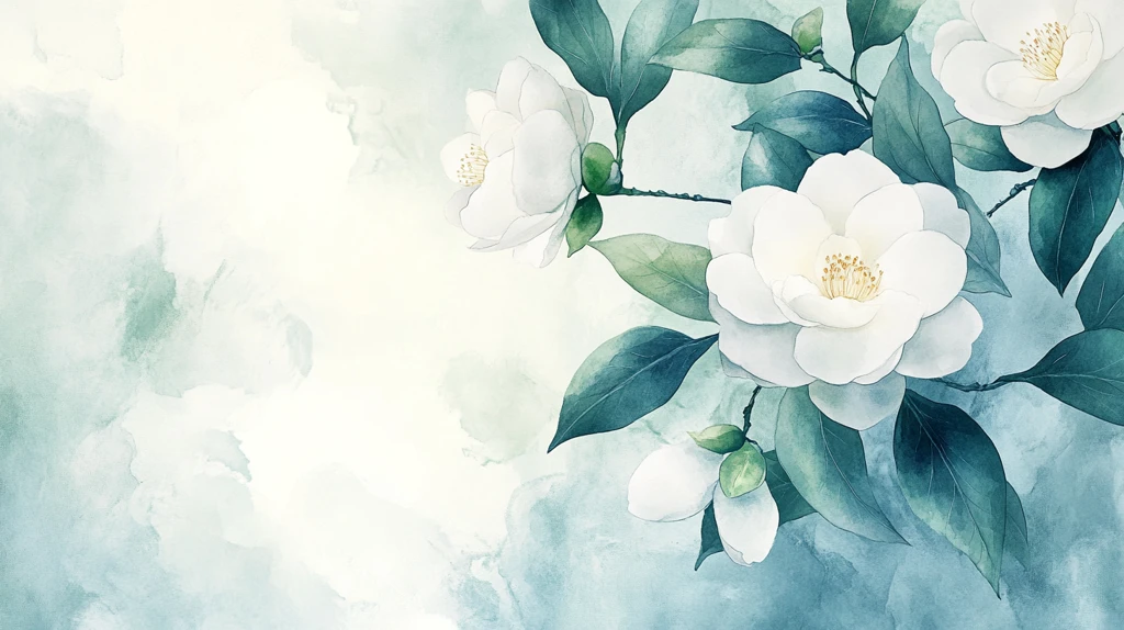 手绘山茶花装饰画