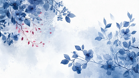 蓝调花鸟树枝背景