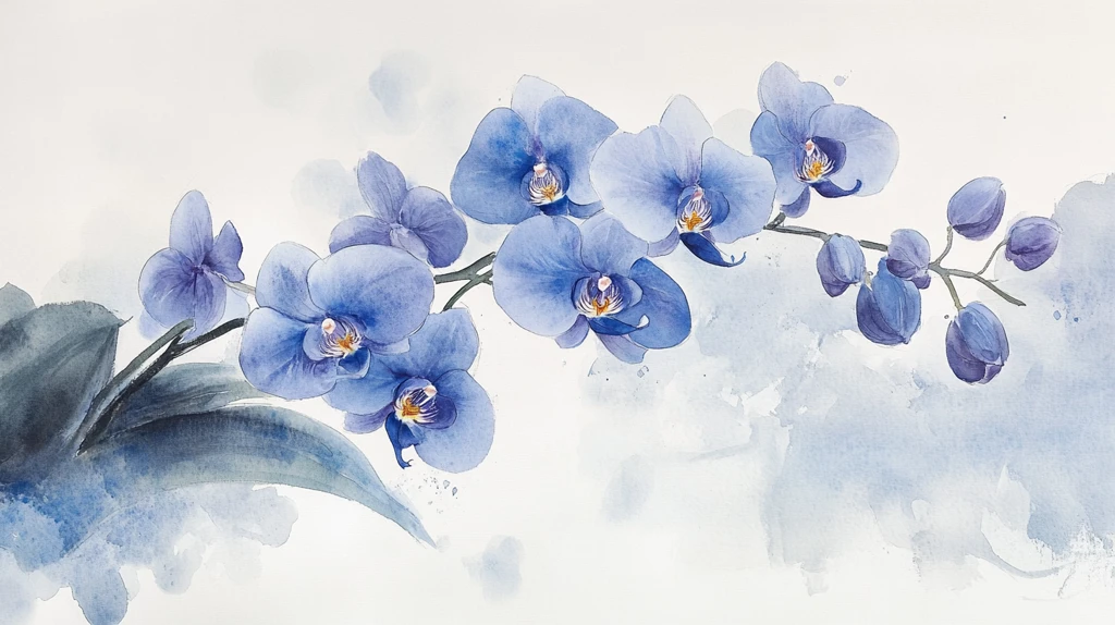 兰花水彩效果