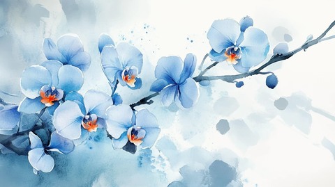 蓝色蝴蝶兰背景墙