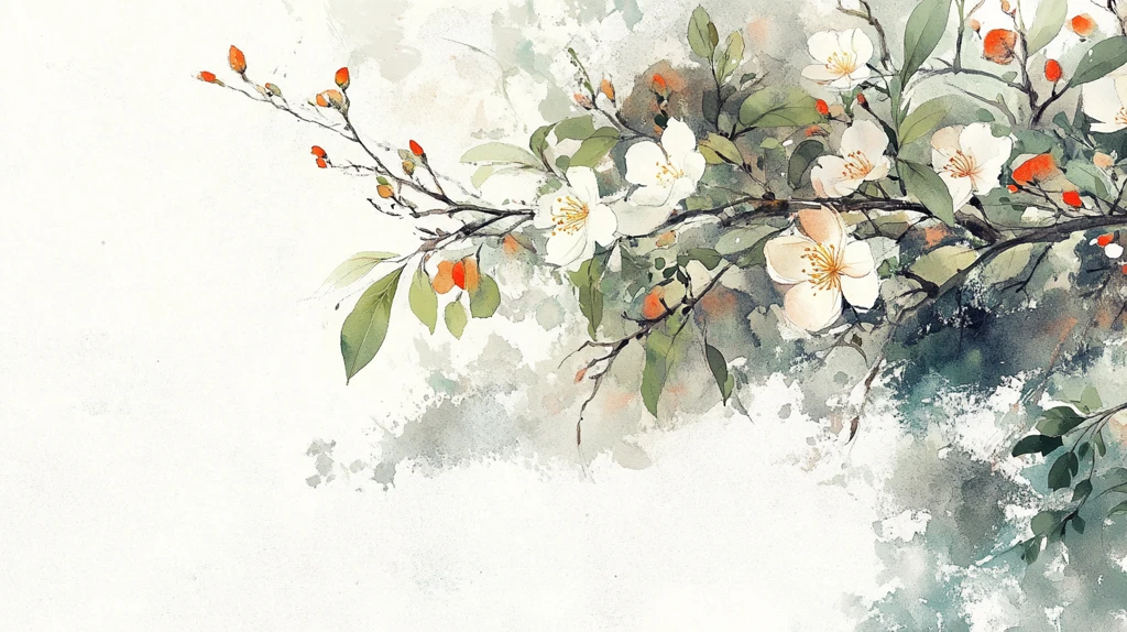 水墨花卉唯美古风水彩