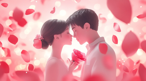 浪漫情侣插画背景