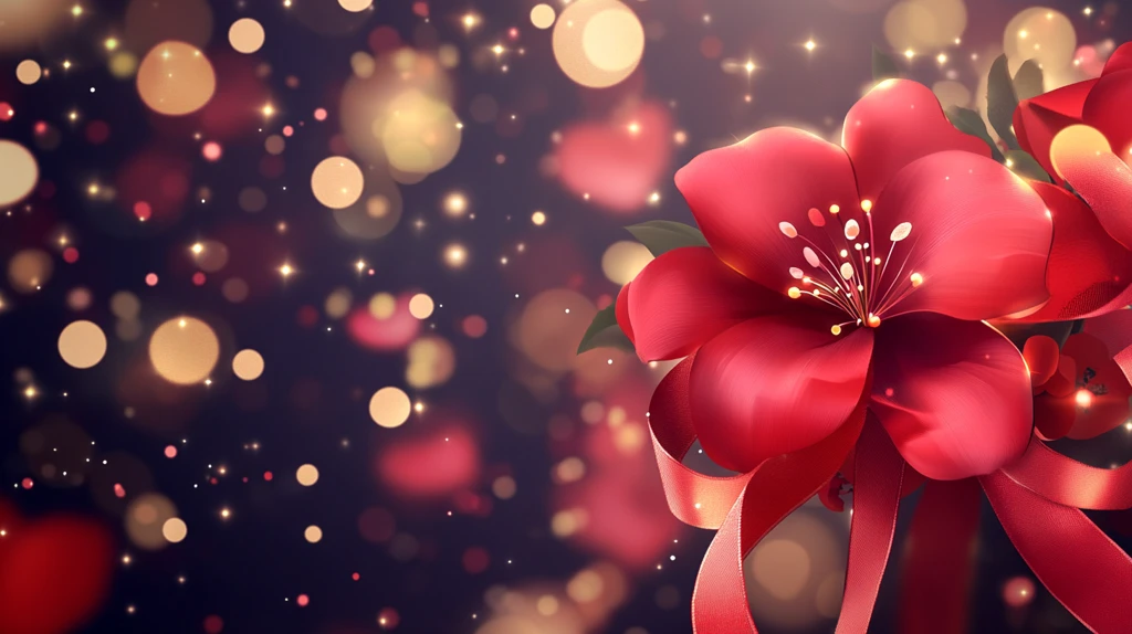 红色星光花朵背景