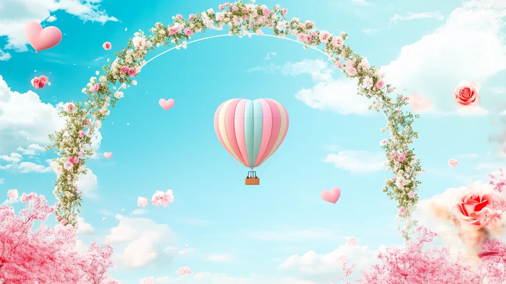 粉色简约浪漫气球婚礼