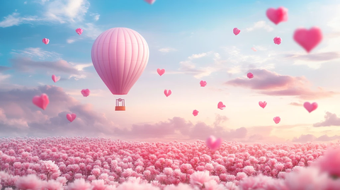 粉色爱心热气球
