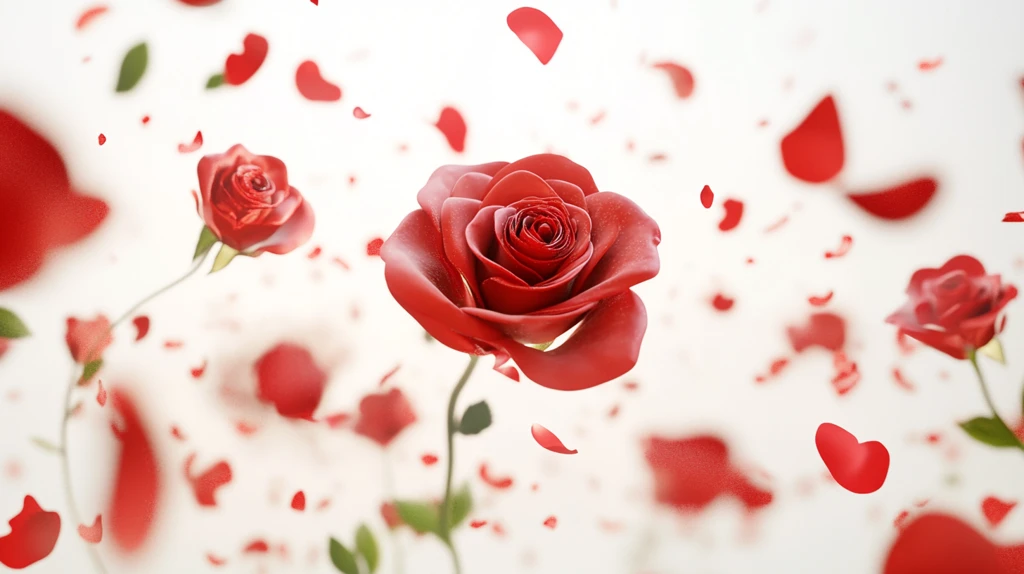 散落的花瓣浪漫红玫瑰