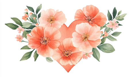 水彩浪漫爱心花卉