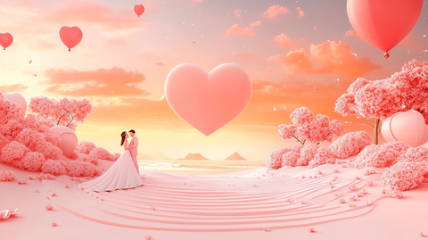 立体造型求婚背景