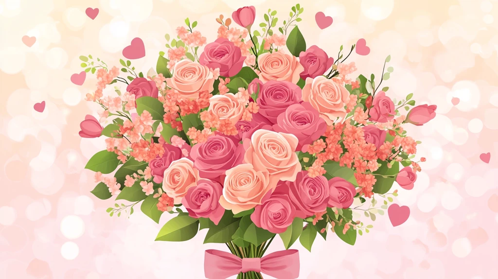 卡通花束玫瑰花插画