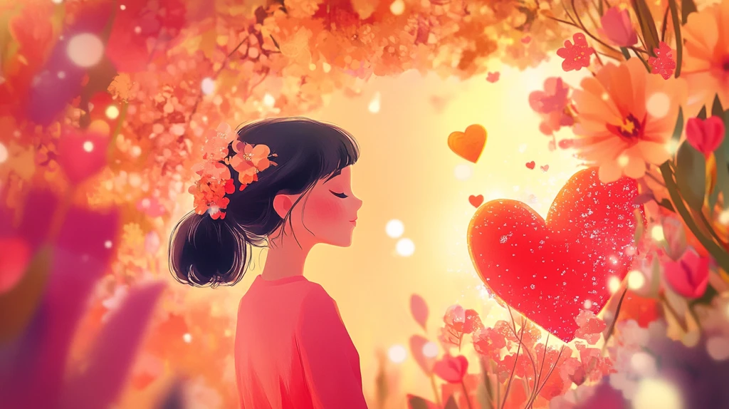 情人节女孩插画背景