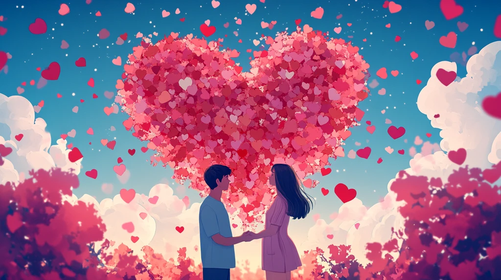 浪漫情侣插画背景