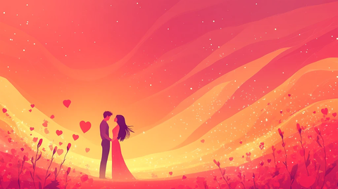 浪漫情侣插画背景