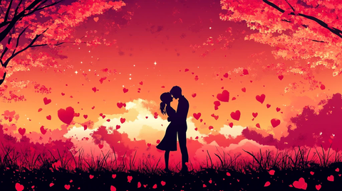 浪漫情侣插画背景