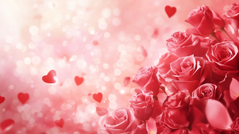 爱心形状玫瑰花背景