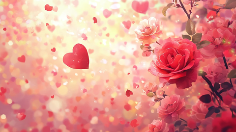 爱心形状玫瑰花背景