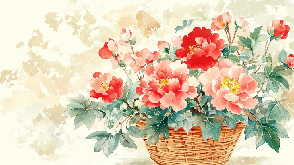 手绘山茶花装饰画