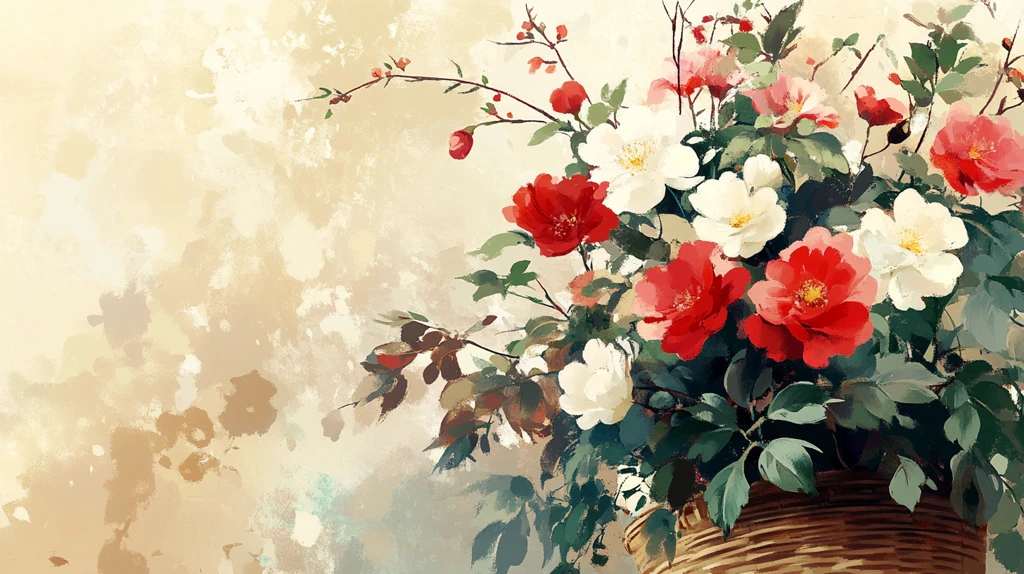 唯美古风花卉场景插画