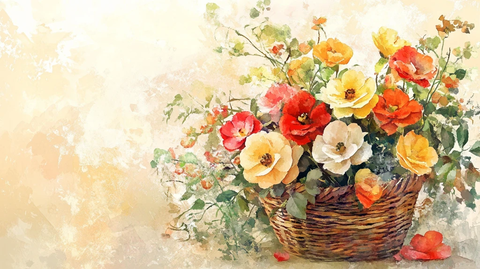 手绘唯美花束水彩画