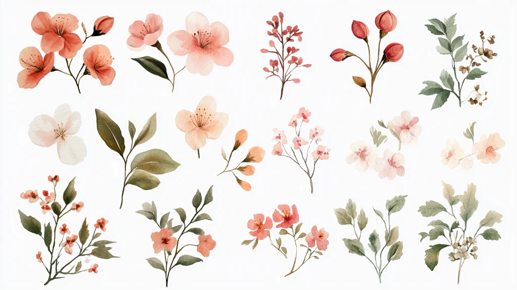 花朵贴纸文创插画