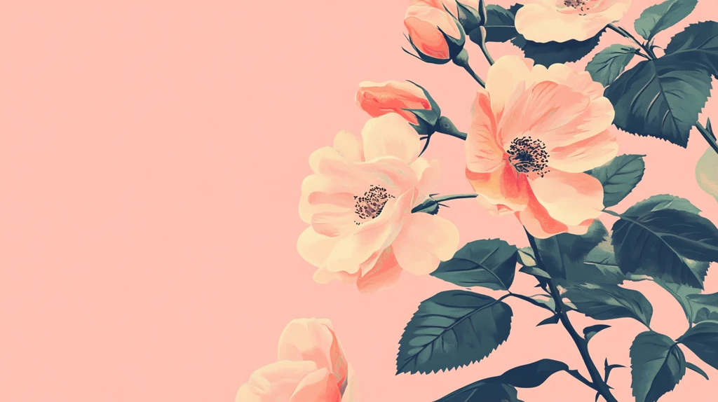 森系粉橙色花朵背景