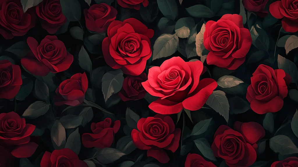 黑红玫瑰花背景墙