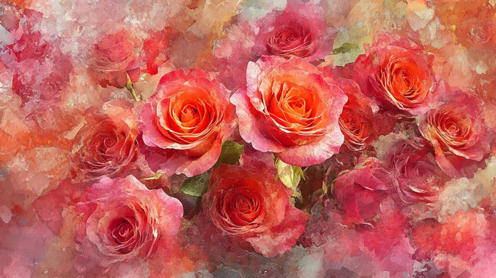 现代玫瑰花油画