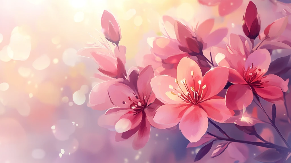 梦幻背景杏花杜鹃花