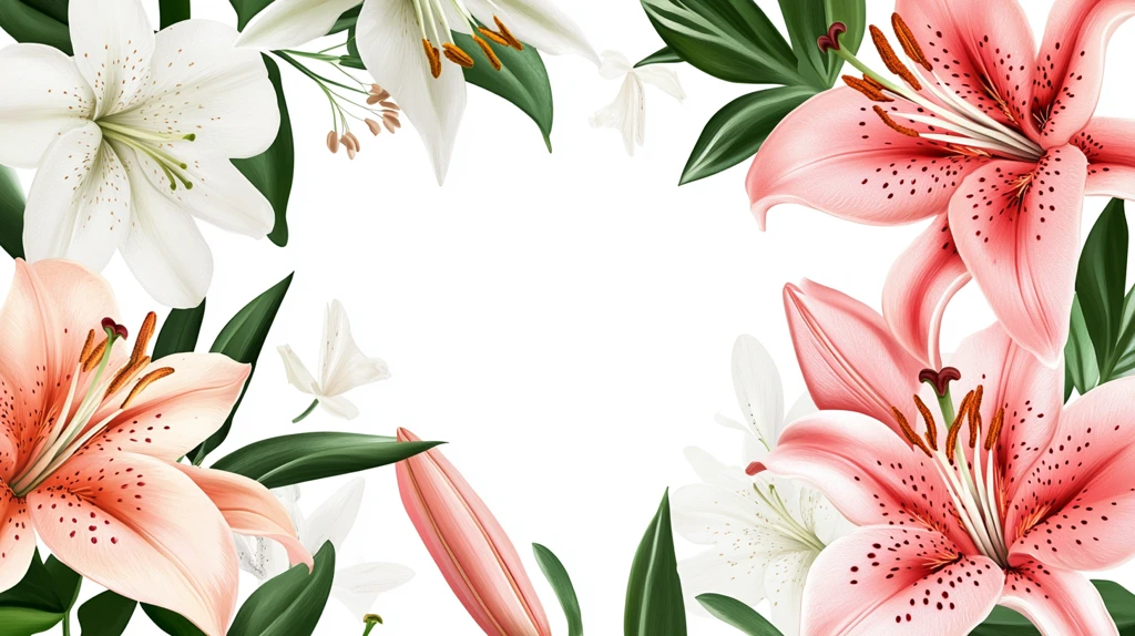 手绘粉色百合花