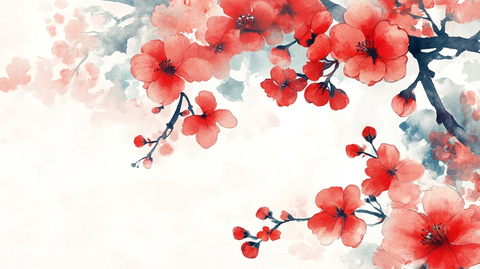 水彩梅花墙纸