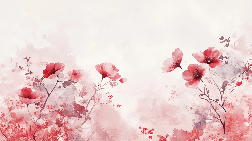 手绘红色花卉梦幻背景