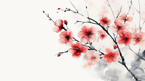水彩梅花墙纸