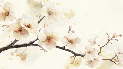 水彩杏花桃花