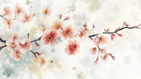 水彩梅花墙纸