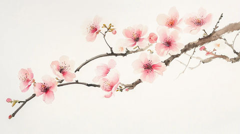 国风桃花水墨画