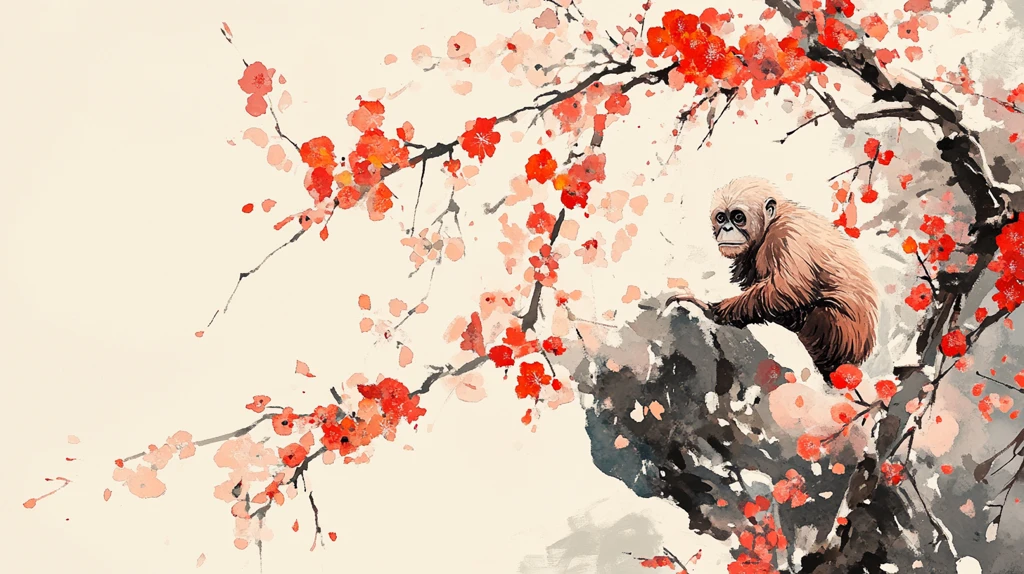 猴年水墨画