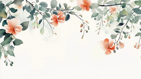 手绘春天古风花卉背景